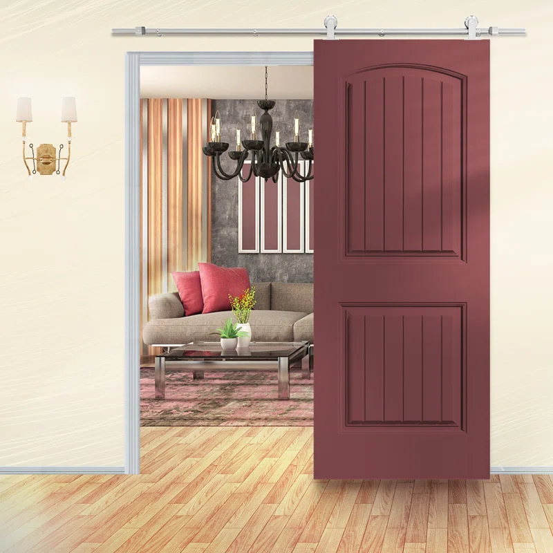 Calhome 80'' Hollow Paneled Painted with Installation Hardware Kit Barn Door