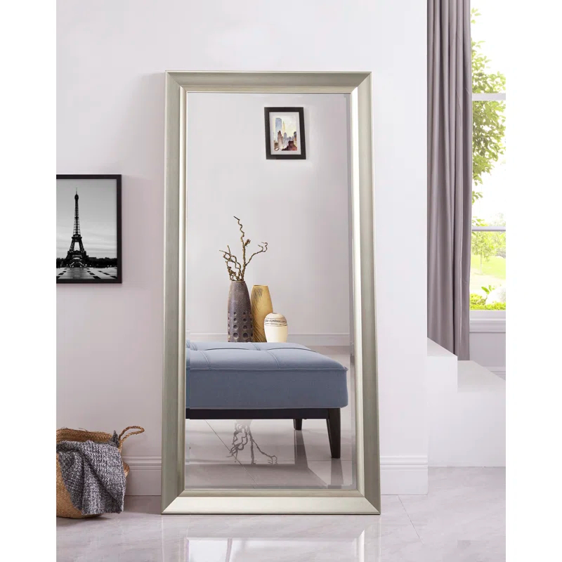 Red Barrel Studio® Chappell Beveled Full Length Huge Floor Mirror XL Mirror Large Standing Silver Floor Mirror