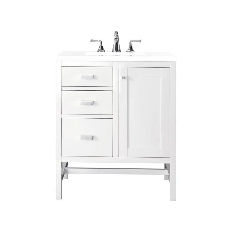 James Martin Vanities Addison 30'' Single Bathroom Vanity with Engineered Quartz Top