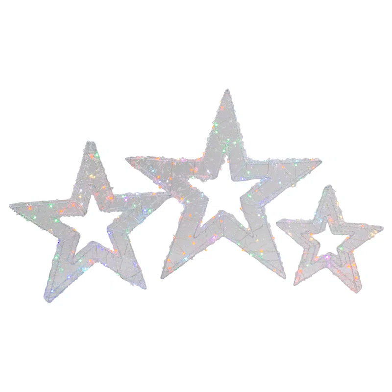 Northlight Seasonal Set of 3 LED Lighted Color Changing Stars Outdoor Christmas Decorations 23"