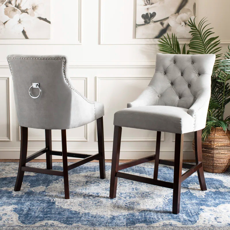 Rosdorf Park Balyon Upholstered Counter Stool with Solid Wood Frame (Set of 2)