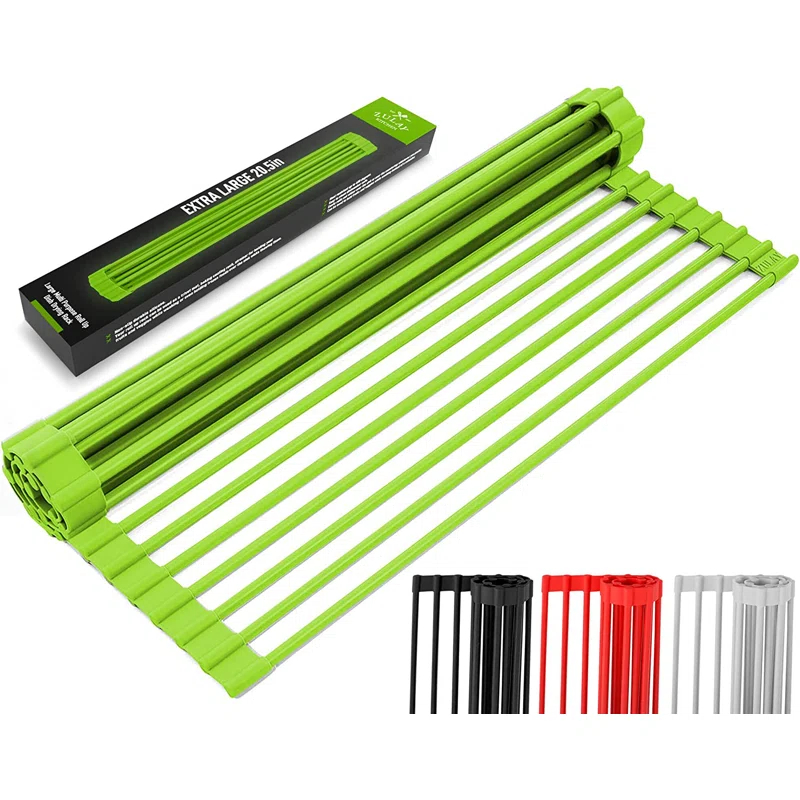 Zulay Kitchen Zulay Kitchen Large Roll Up Dish Drying Rack - Heavy Duty Silicone Wrapped Steel Rods Over Sink Dish Drying Rack