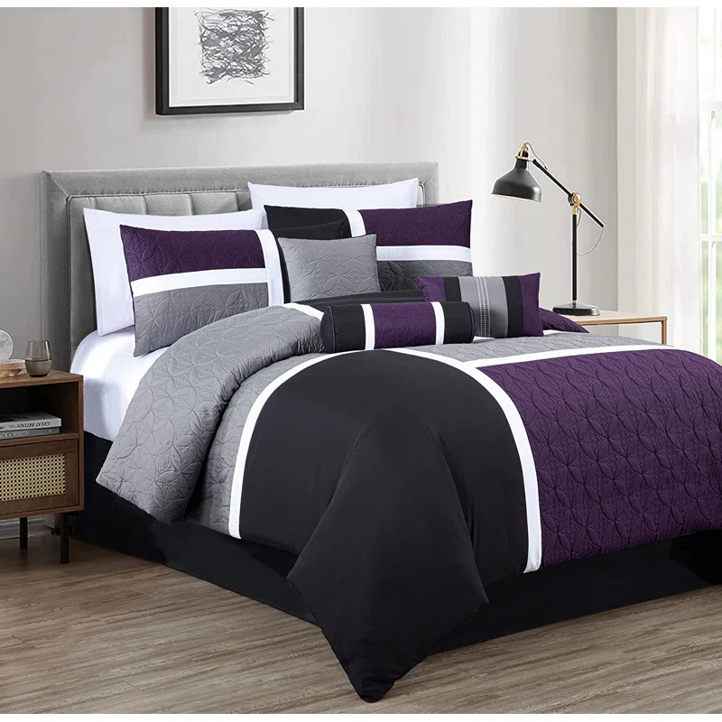 Chezmoi Collection Upland Patchwork 7 Piece Comforter Set