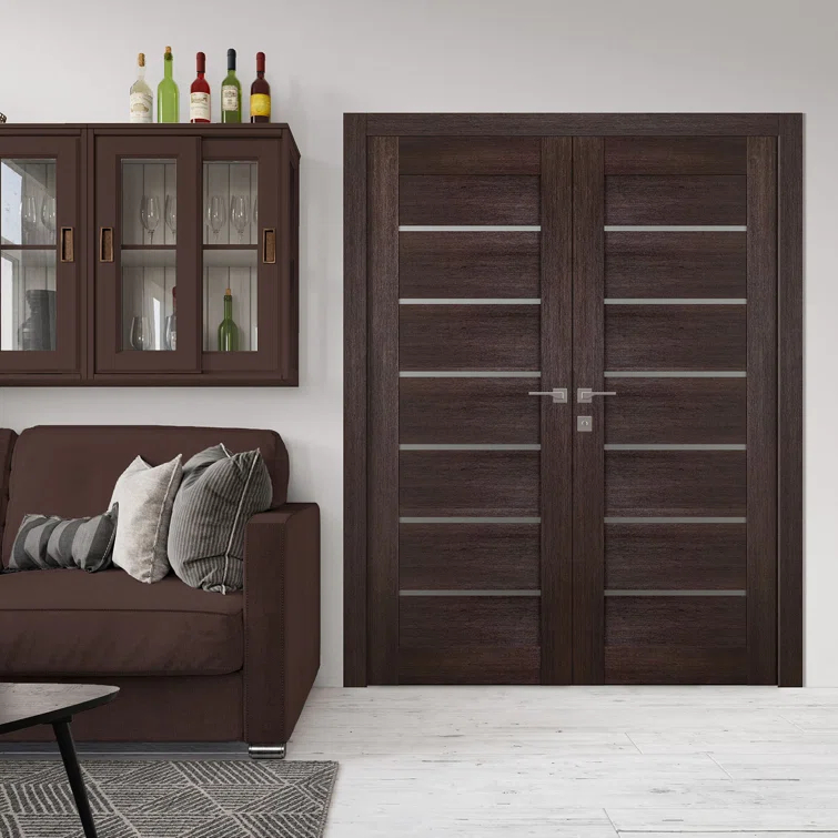 Belldinni Avon 07-02 Solid Manufactured Wood and Glass Paneled Prefinished Standard Double Door