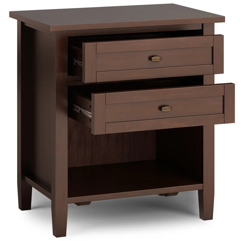 Simpli Home Warm Shaker 24"W Solid Wood Bedside Table with Two Drawers