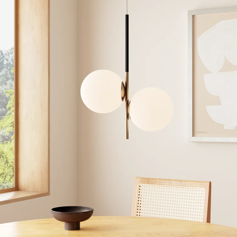 Drake 2 Light Glass Steel Dimmable Pendant