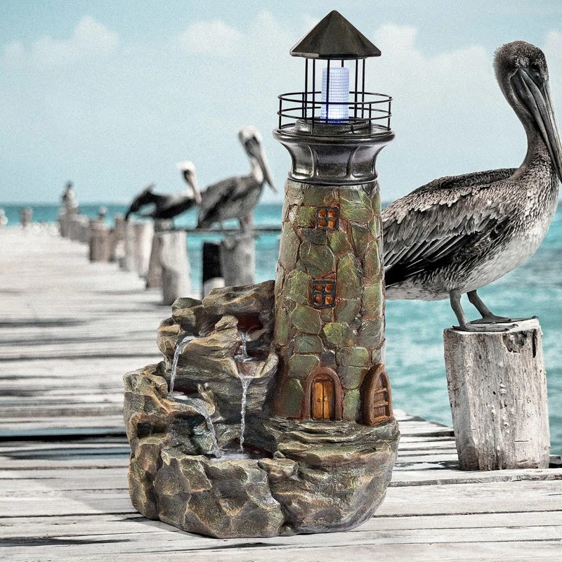 Design Toscano Seaside Lighthouse Stone Bubbling Fountain
