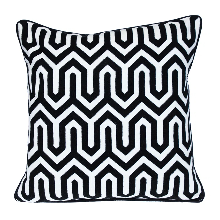 Parkland Collection George Oliver Transitional Geometric Black 20" X 20" Pillow | Wayfair