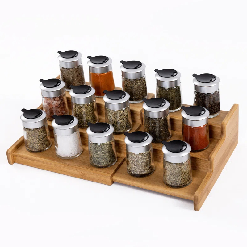 Seville Classics 3-Tier Expandable Bamboo Spice Rack