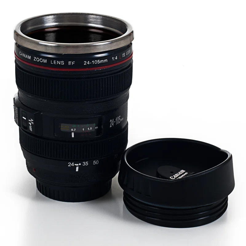 Whetstone Camera Lens Coffee 12 oz. Mug with Lid by Whetstone