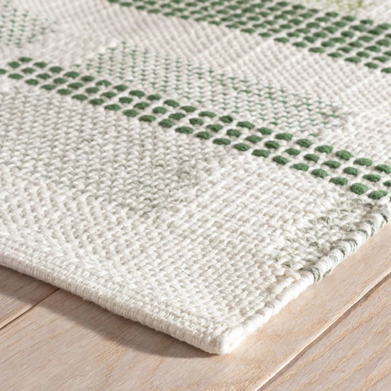 Dash and Albert Rugs Kit Kemp x Annie Selke Tread Lightly Green Handwoven Cotton Rug