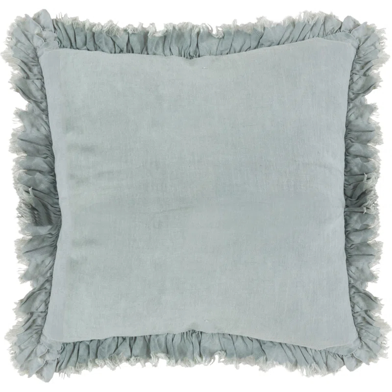Leona Ruffled Linen Reversible Throw Pillow