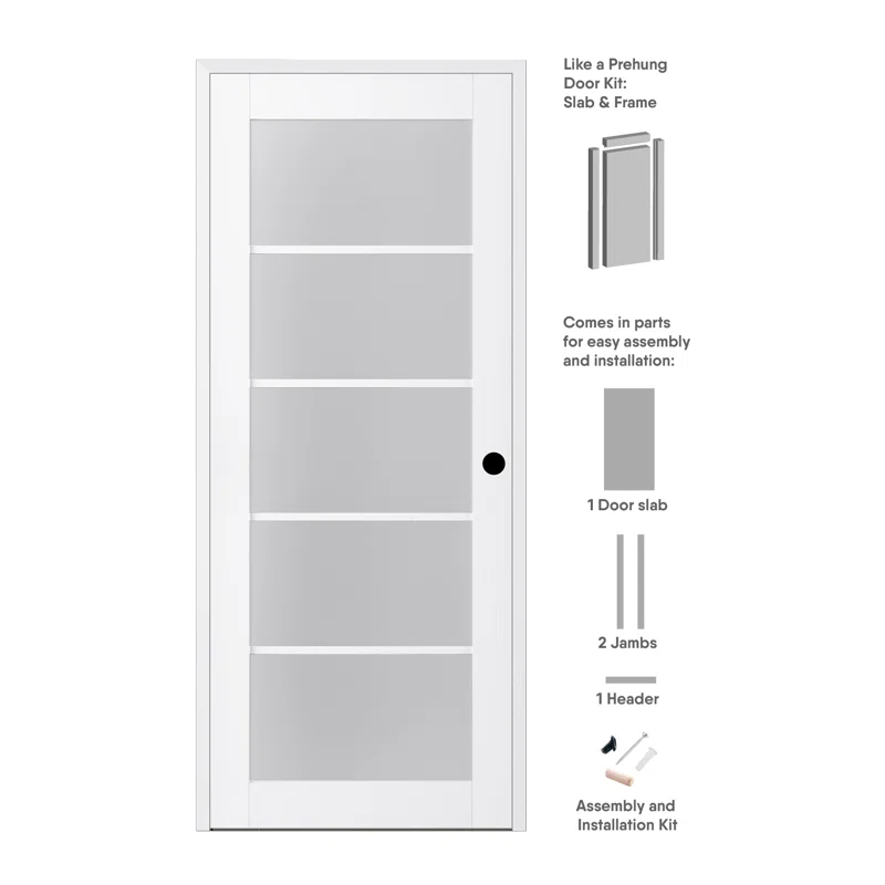 Belldinni Palladio 5-Lite DIY-Friednly Manufactured Wood and Glass Single Prehung Interior Door