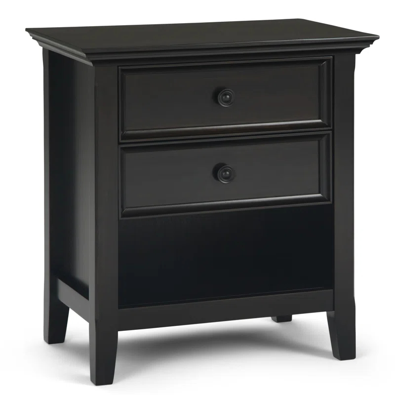 Simpli Home Amherst 24"W 2-Drawer Solid Wood Nightstand with Open Shelf & Reviews | Wayfair