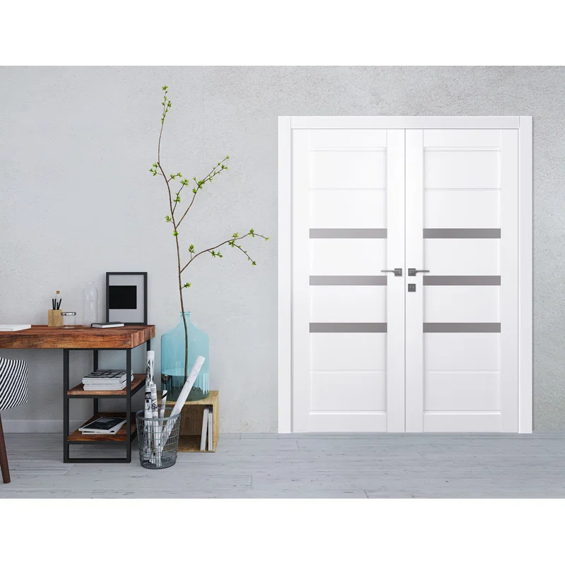 Belldinni Rita Active 3-Lite Frosted Glass Composite Double Prehung French Door