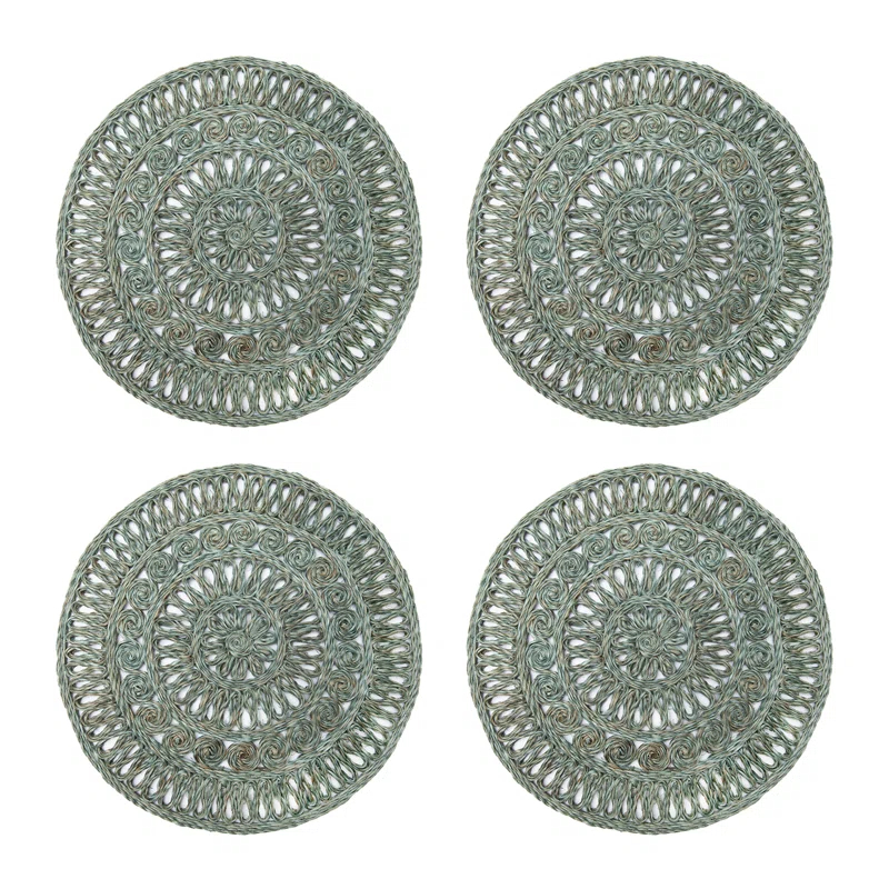 Dakota Fields Circolo Abaca Abaca Geometric Round Placemat (Set of 4)