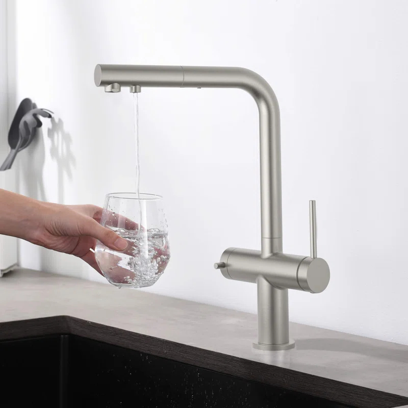 KIBI KFF502BN KIBI Circular 2-in-1 Single Hole Pull Out Kitchen Faucet