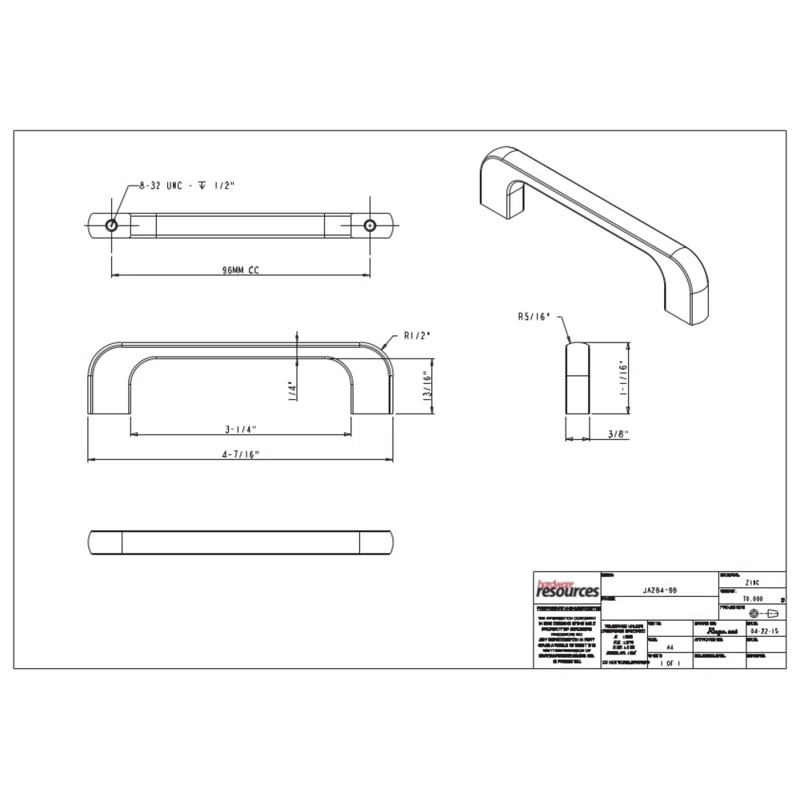 Jeffrey Alexander Alvar 3 3/4" Center to Center Bar Pull
