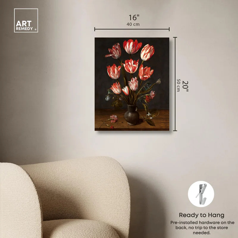 Art Remedy Tulips and carnations Canvas Vintage Floral Wall Art by Art Remedy