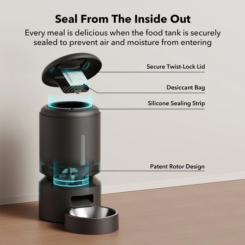 Automatic Cat Feeder, 5G Wifi Automatic Dog Feeder With Freshness Preservation,  Timed Cat Feeder With Low Food Sensor, Up To 10 Meals Per Day, Granary Pet Feeder For Cats