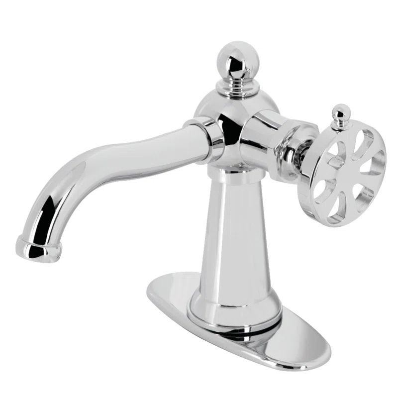 Kingston Brass Belknap Single-Handle 1-Hole Deck Mount Bathroom Faucet with Push Pop-Up and Deck Plate