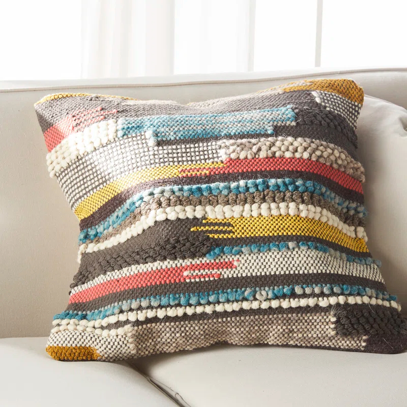 Embroidered Wool Blend Pillow Cover