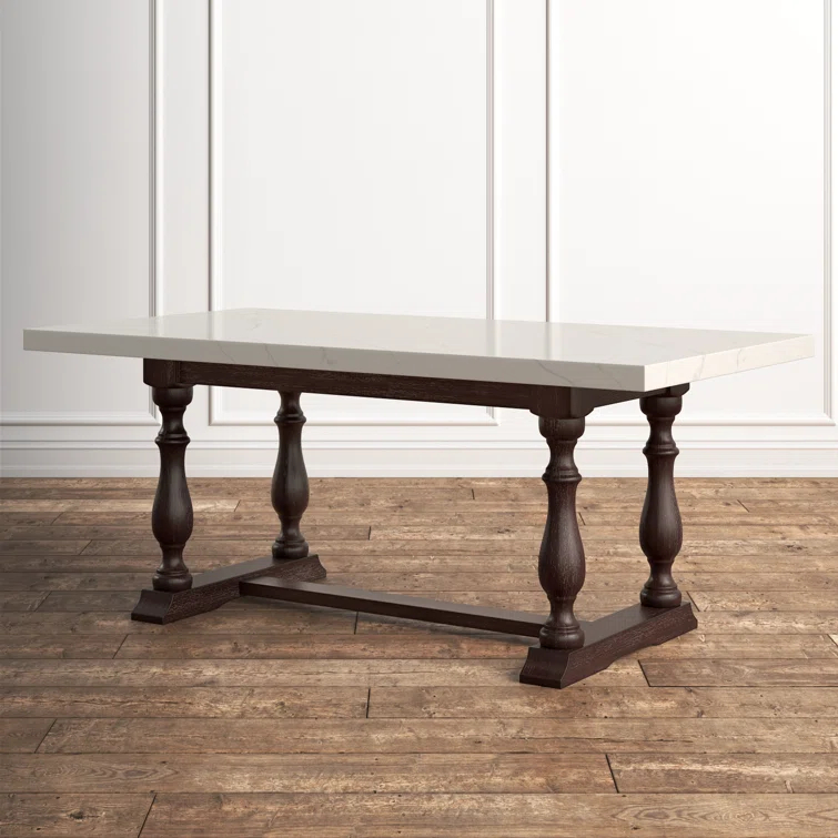 Kelly Clarkson Home Concert Marble Top Dining Table in White and Weathered Espresso