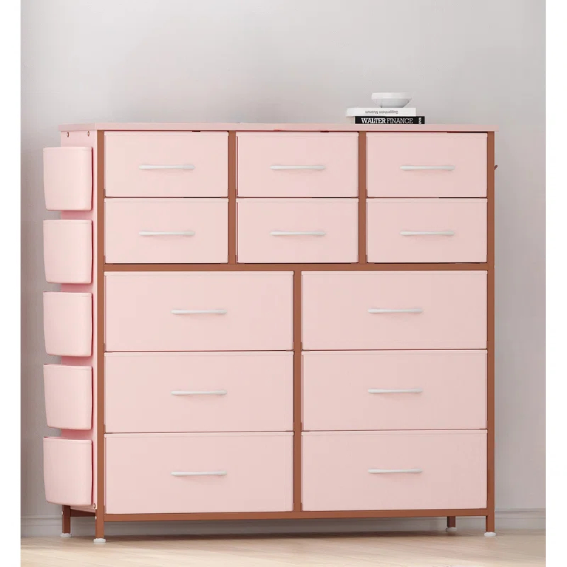 17 Stories Dresser For Bedroom, Tall Storage Dresser With 12  Fabric Drawers And Side Pockets, Chests Of Drawers Organizer