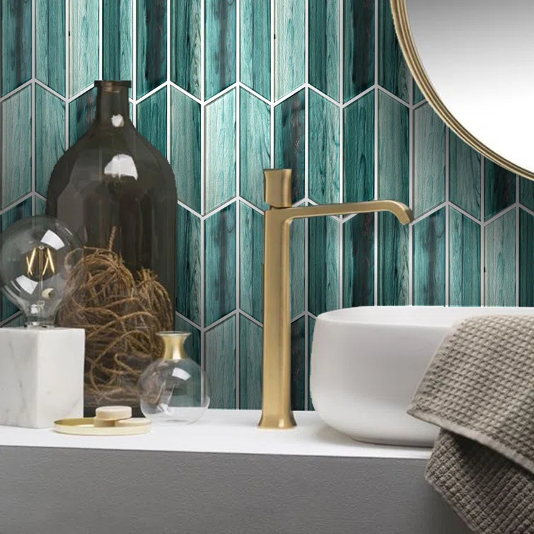 Bond Tile Tara Chevron 11.73 in. x 11.74 in. Molten Glass Mosaic Wall Tile (0.96 Sq. Ft. / Sheet)