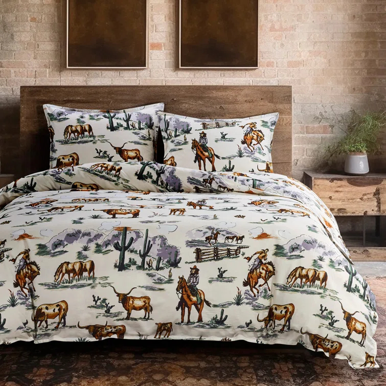 Paseo Road by HiEnd Accents Ranch Life Duffle Bag Animal Print Cotton Western Rustic Duvet Cover Set