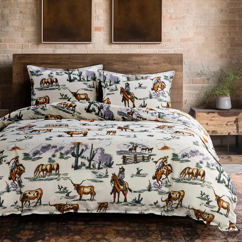 Paseo Road by HiEnd Accents Ranch Life Duffle Bag Animal Print Cotton Western Rustic Duvet Cover Set