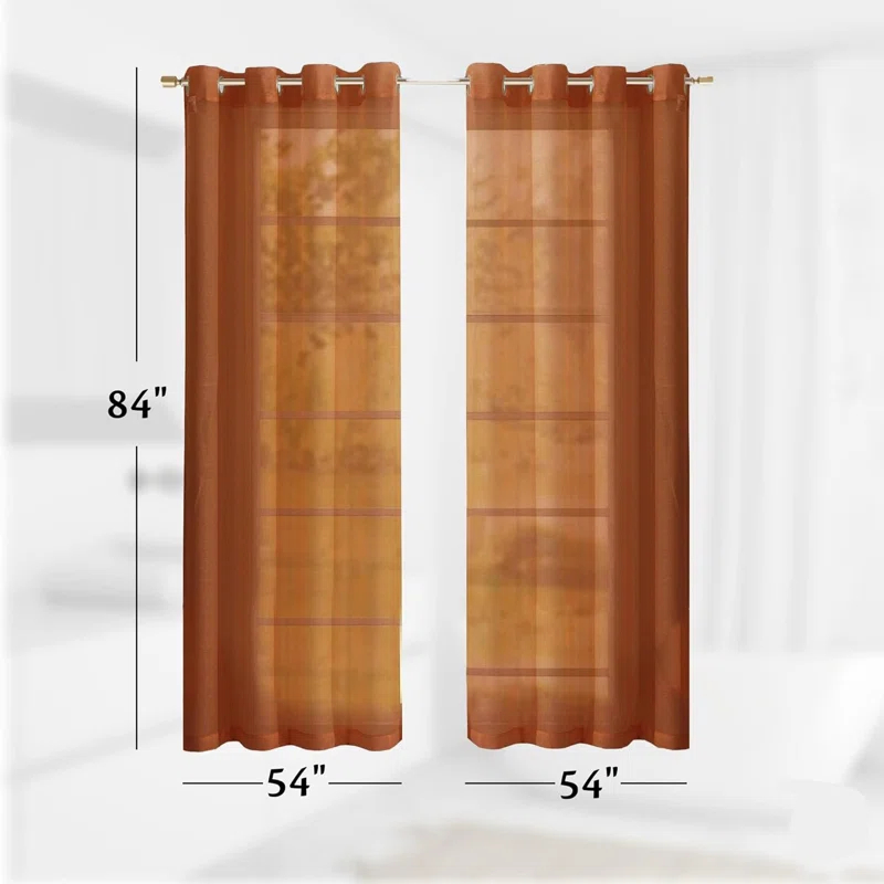 Dainty Home Solid Sheer Curtains for Living Room and Bedroom 110"W x 84"L Window Sheers Window Drapes (Set of 2)
