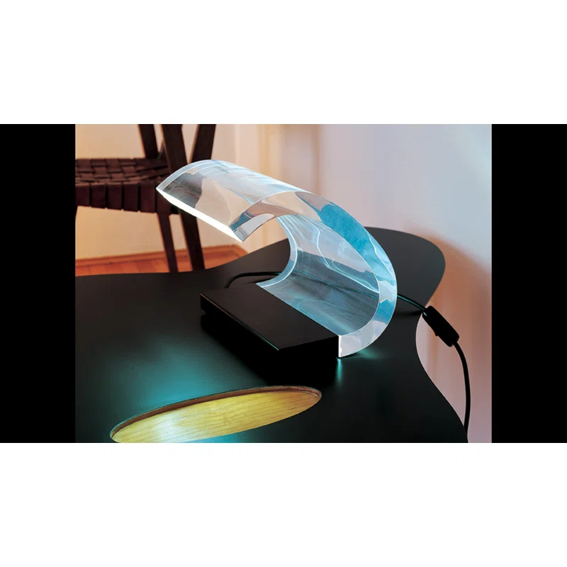 Modern Black and Clear Acrylic Table Lamp with Steel Base