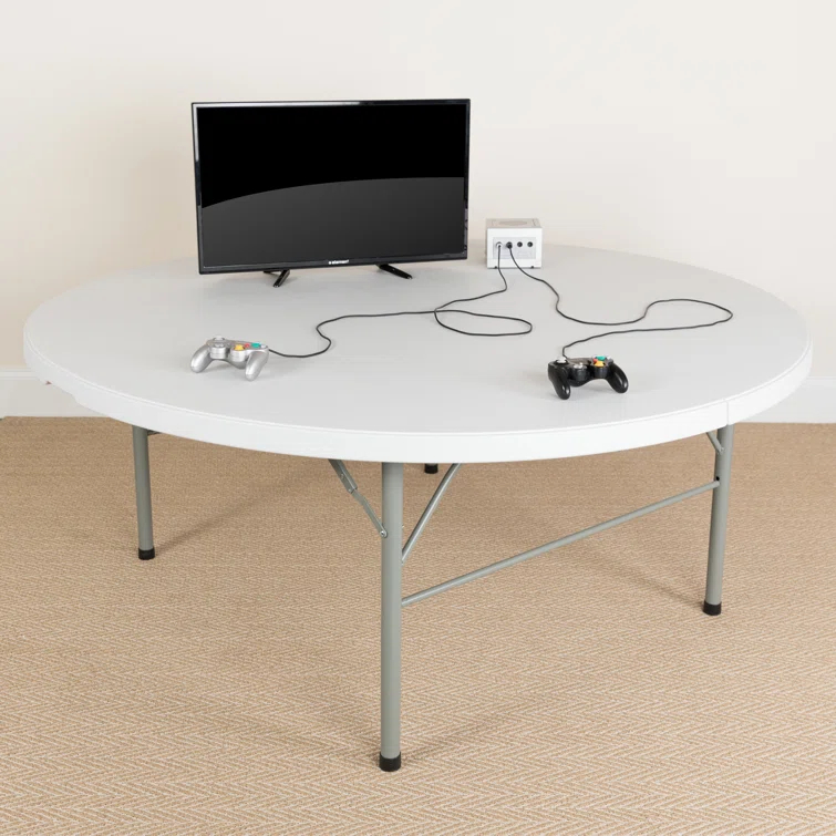 Flash Furniture Noah Stonewall 6' Round Plastic Folding Event Table with Carrying Handle