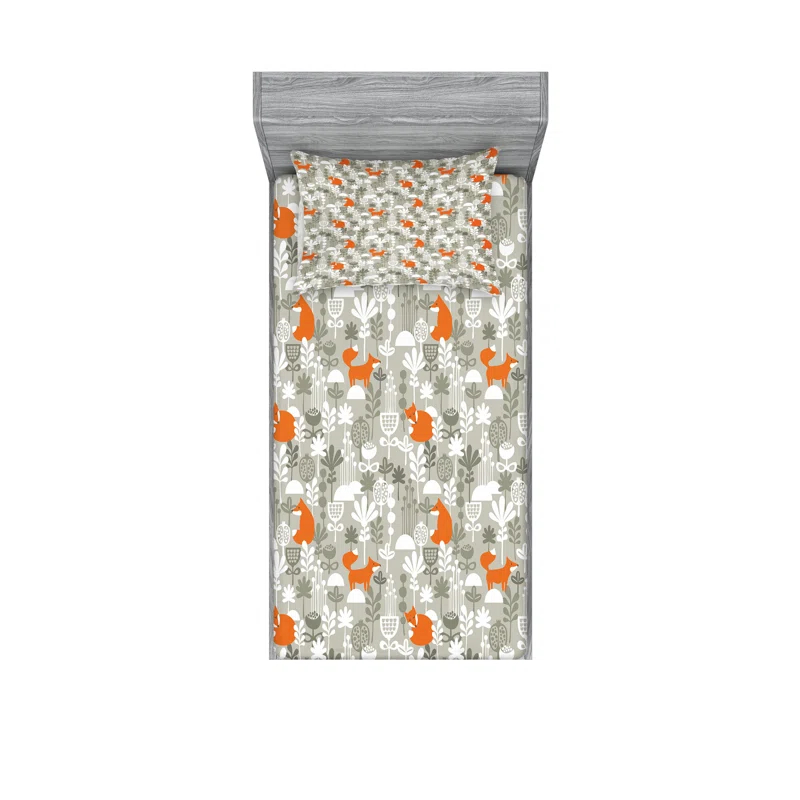 Ambesonne Microfiber Floral Sheet Set (Set of 2)