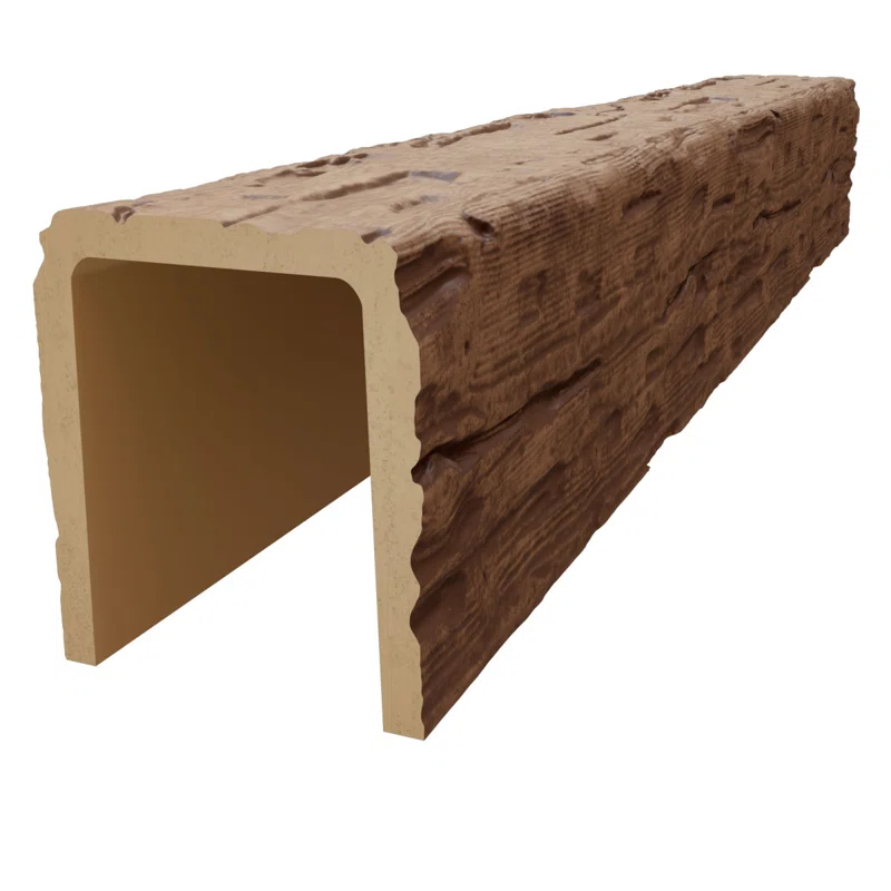 Ekena Millwork Salvaged Timber HeritageTimber Faux Wood 3-Sided Ceiling Beam (U-Beam)