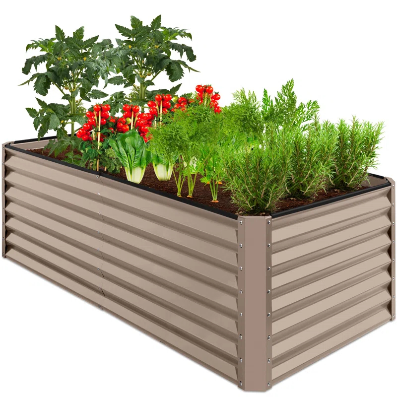 Arlmont & Co. Rosonda 8x4x2ft Outdoor Metal Raised Garden Bed, Planter Box for Vegetables, Flowers, Herbs