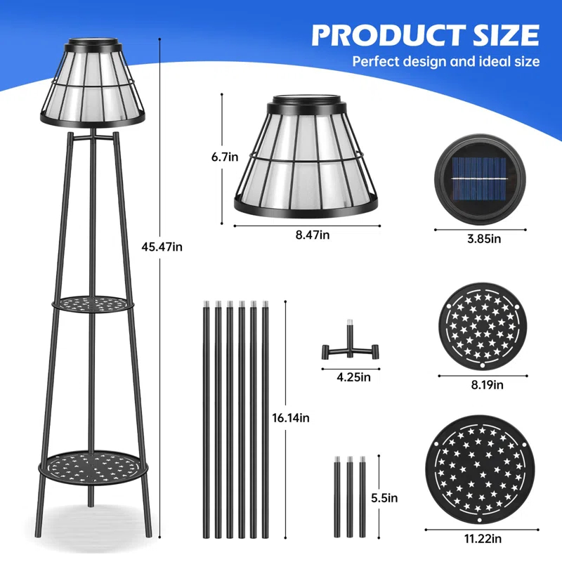 Latitude Run® 2 Pack Outdoor Solar Floor Lamps Waterproof Plant Stand