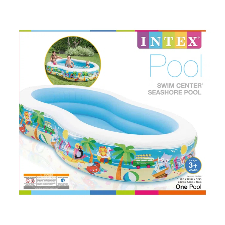 Intex Plastic Novelty Frame Set Pool 18'' H x 63'' W x 103'' L , with Pump Included