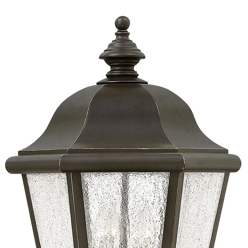 Edgewater 27.75-Inch Oil Rubbed Bronze Outdoor Lantern with Clear Seedy Glass