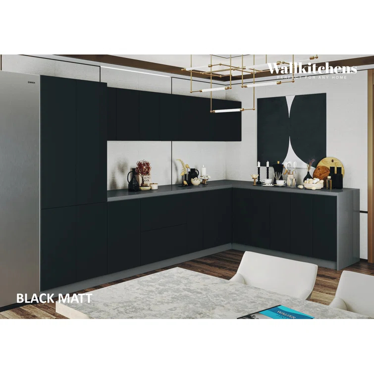 WALLKITCHENS FK-PRESTIGE 138'' W x 83'' H Medium Density Fiberboard (MDF) Kitchen Cabinet Set Ready-to-Assemble