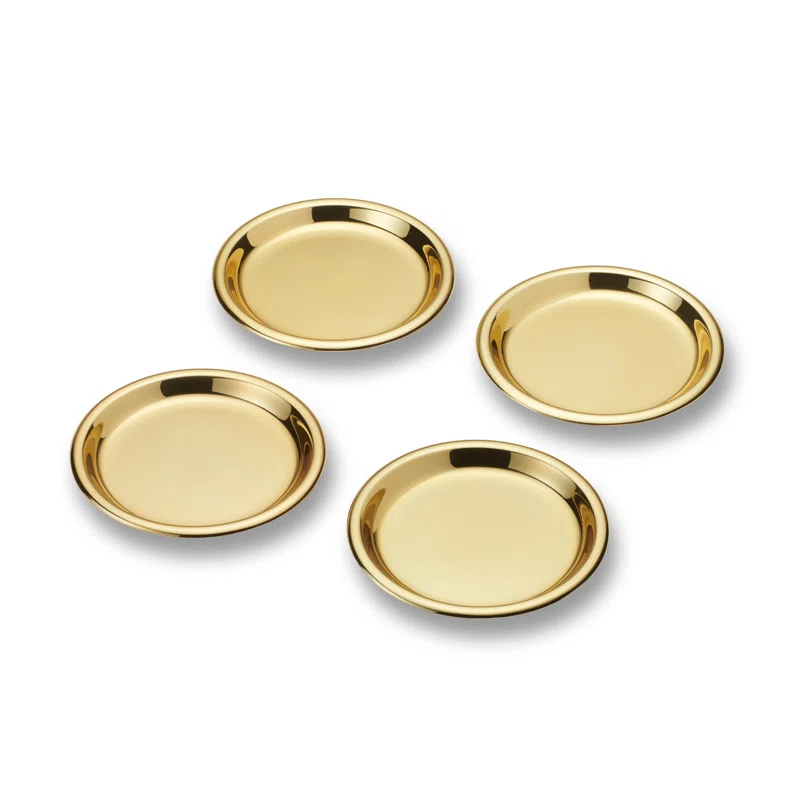 Marzia Metal Round 4 Piece Coaster Set (Set of 4)