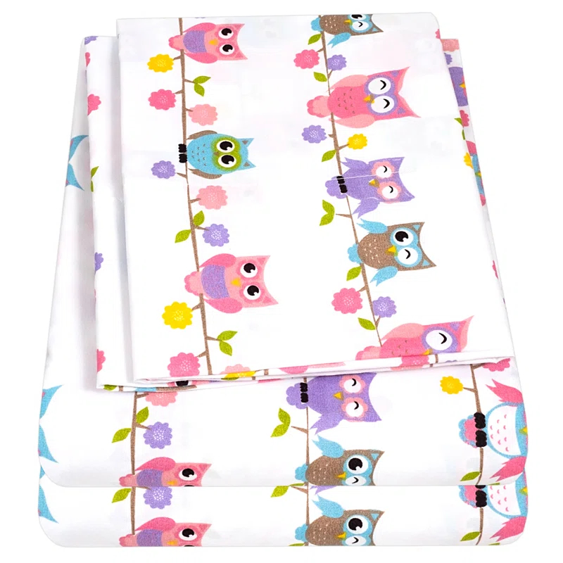 Sweet Home Collection Colorful Owls Microfiber Kids Sheet Set