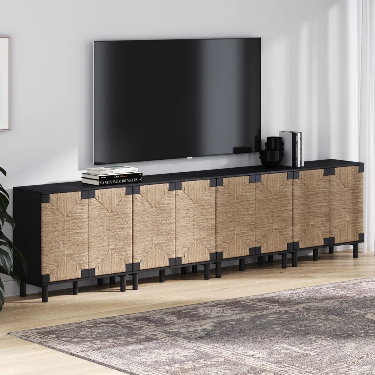 Nathan James Shellie Solid Wood 2 - Door Accent Cabinet Set or TV Stand (Set of 4)