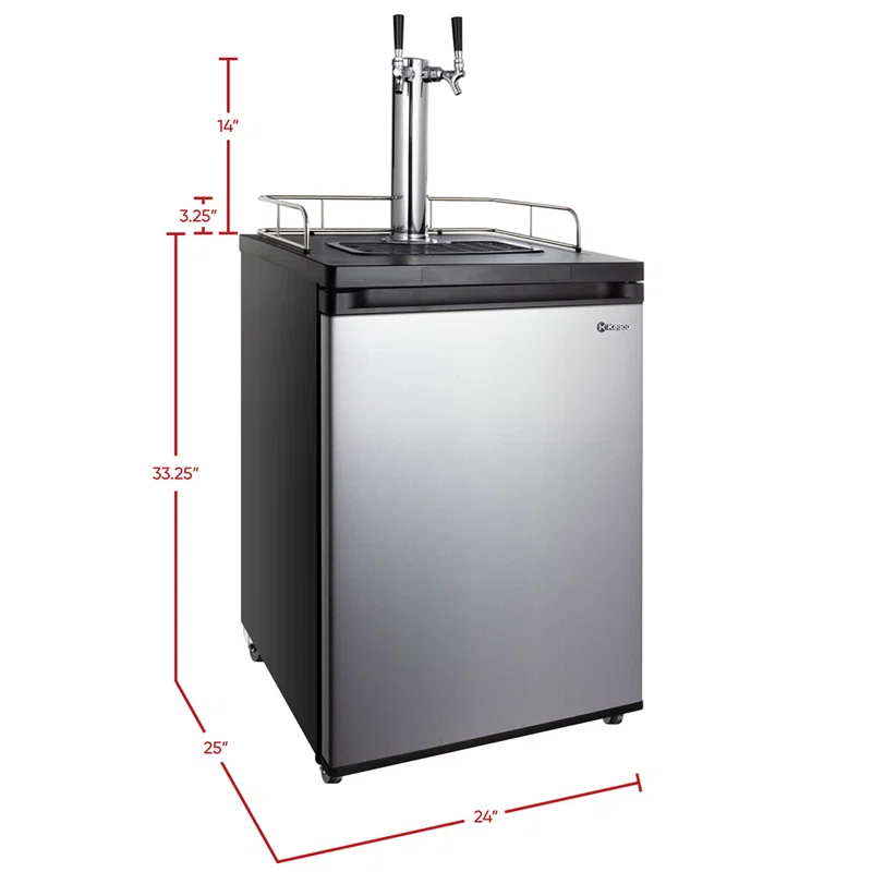 Kegco Kegco 5.6 Cubic Feet Dual Tap Freestanding Kegerator with Adjustable Temperature