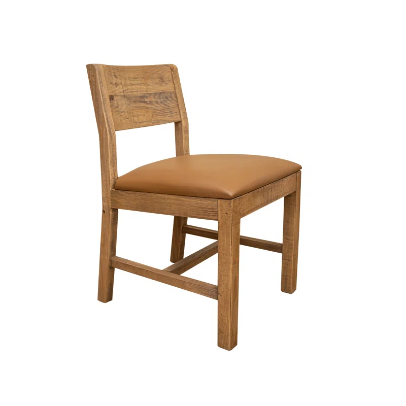 International Furniture Direct Tulum Solid Wood Chair With Upholstered Seat (Set of 2)