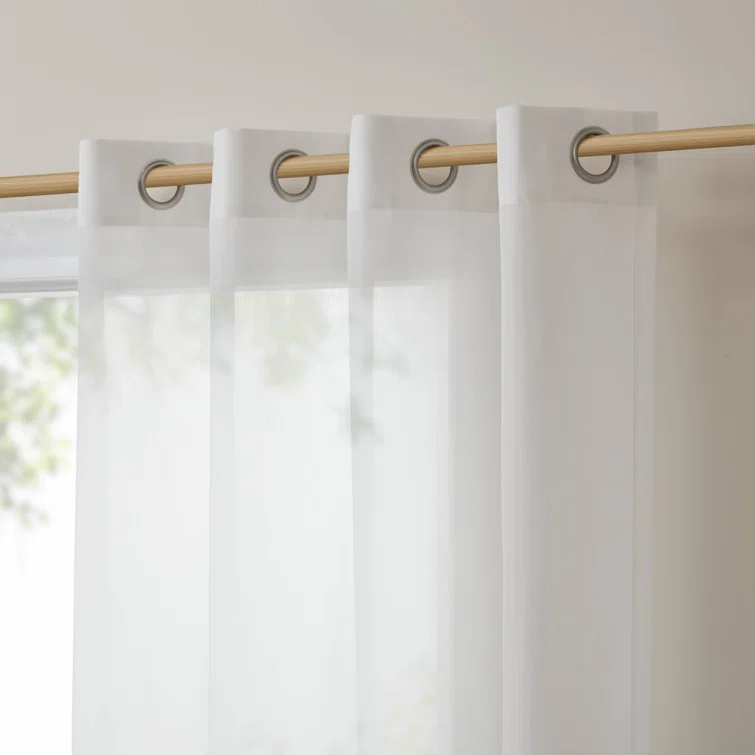 Madison Park Cecily Floral Printed Burnout Sheer Grommet Single Curtain Panel