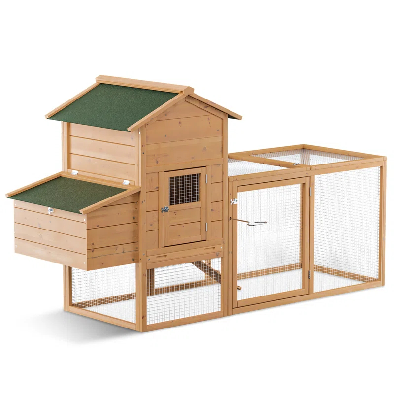 Archie & Oscar™ Allain Outdoor Chicken Coop with Nesting Box, 80" Wood Rabbit Hutch Poultry House Run Cage Enclosure