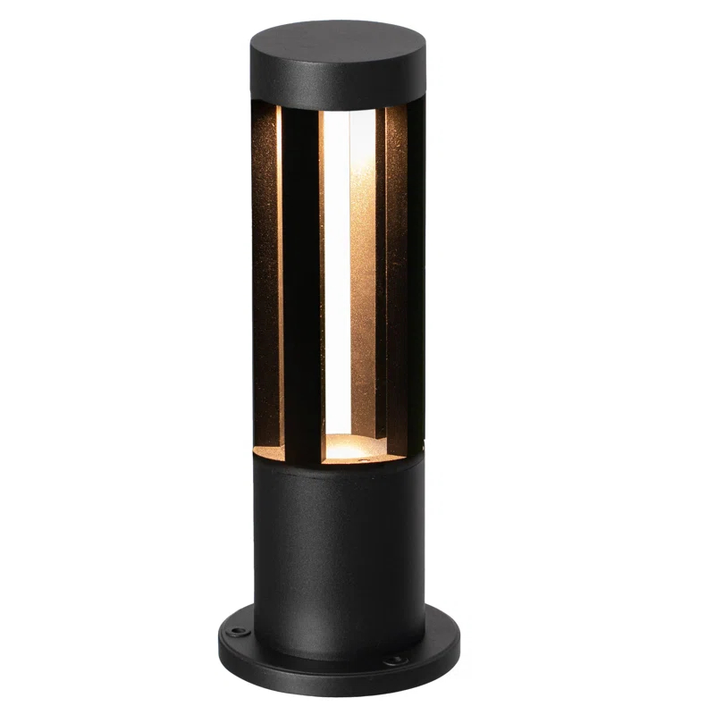 Gardenised Gardenised 15.75-inch Round Led Bollard Path Lights – Durable Decorative Aluminum Wired Landscape Lighting For Walkways, Gardens, Pools, Porches, Driveways, And Surrounding Areas, Black