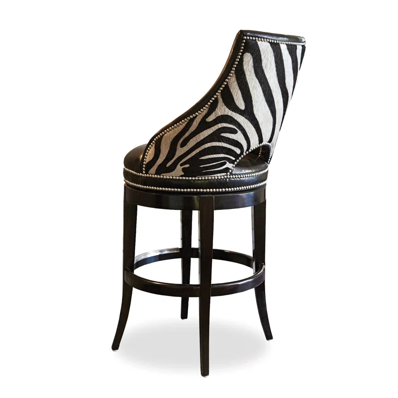 Ambella Zebrano Swivel Solid Wood Counter Stool